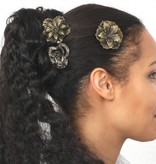 Steampunk Hair Flower Set bronze, 2-6 pcs