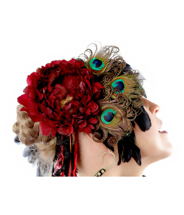 Peacock Feather Headpiece Red Passion Peacock