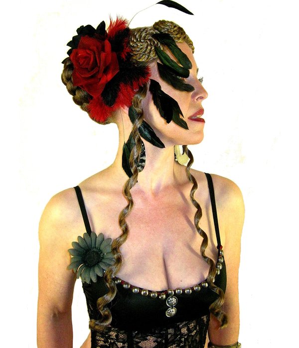 Feather Fascinator Red Passion Burlesque