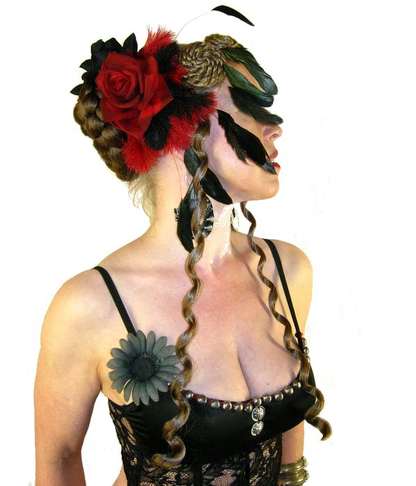 Feather Fascinator Red Passion Burlesque