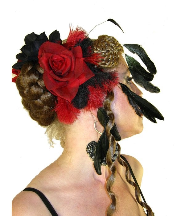 Feather Fascinator Red Passion Burlesque