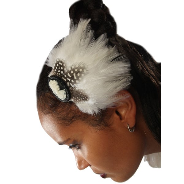 Feather Fascinator Snow White Polkadot