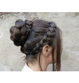 Topknot Bun & Braid S, crimped hair