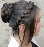 Topknot Bun & Braid S, crimped hair