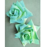 Rose hair flower teal green