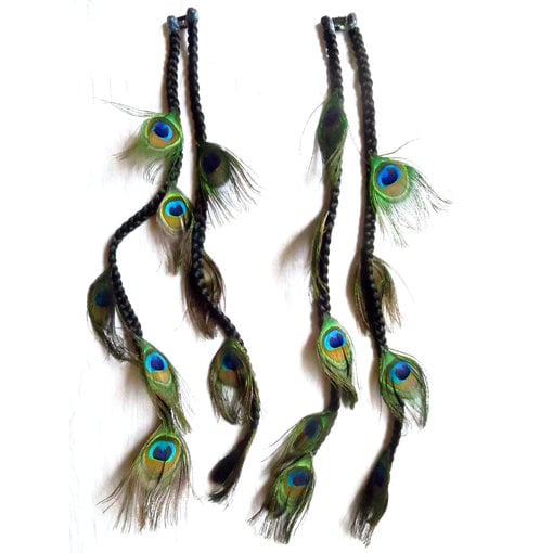 2x Peacock Extensions, 9 Feathers  - color 1 black