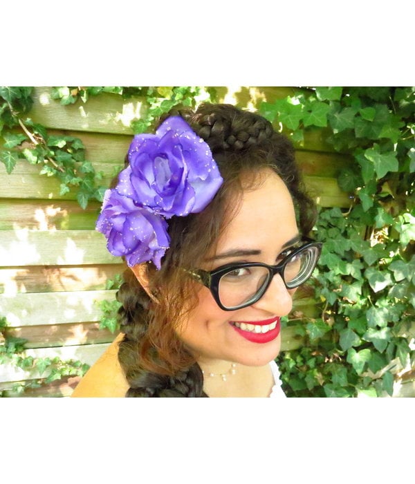 Purple Rose Hair Flowers 2 x