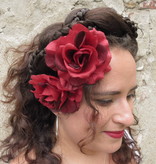 Wine Red Rose Hair Flower 2 x