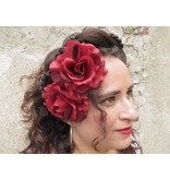 Wine Red Rose Hair Flower 2 x