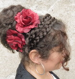 Wine Red Rose Hair Flower 2 x