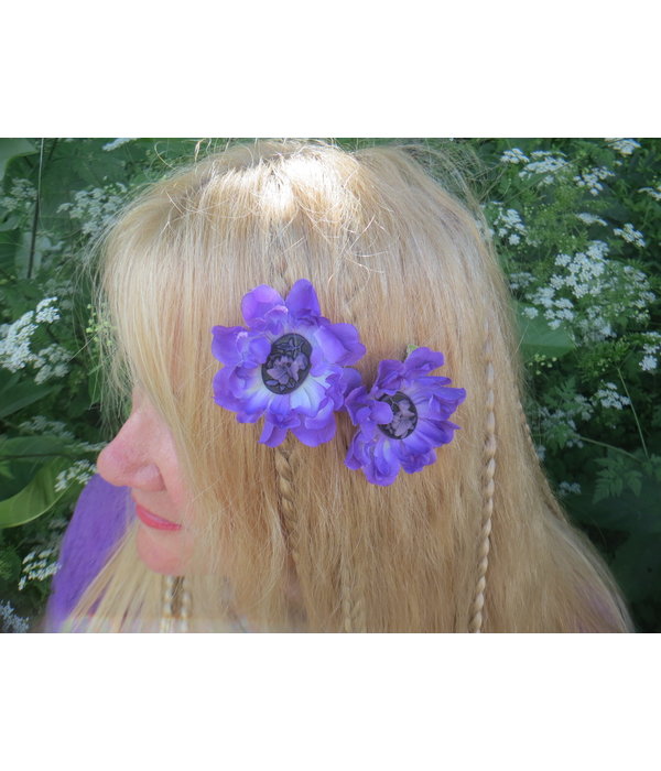 Purple Cameo Hair Flowers 2 x