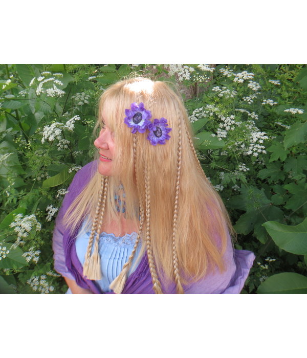 Purple Cameo Hair Flowers 2 x