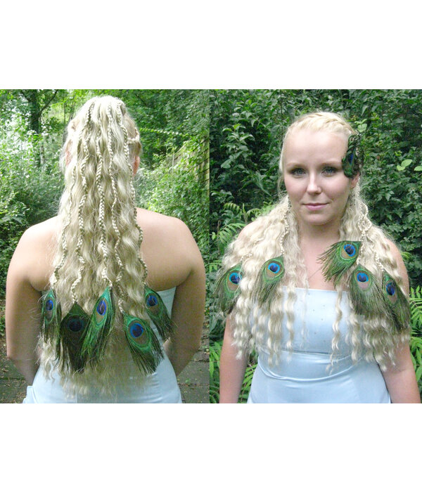 Clip-in Braids with Peacock Feathers