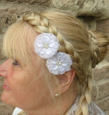 White Rhinestone Hair Flowers