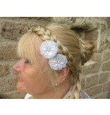 White Rhinestone Hair Flowers