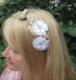 White Rhinestone Hair Flowers