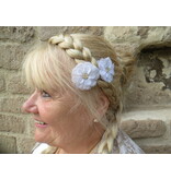 White Rhinestone Hair Flowers