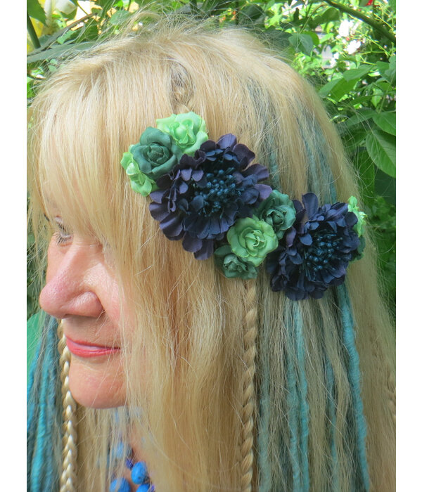 Fairy Hair Flowers Green Blue Teal