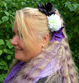 Goth Hair Flowers Purple Black White