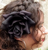 Black Velvet Rose Hair Flower 2 x