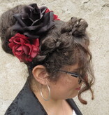 Black & Wine Red Rose Hair Flowers