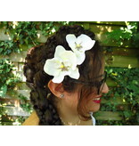 Ivory Orchid Hair Flowers 2 x