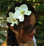 Ivory Orchid Hair Flowers 2 x