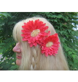Coral Cameo Hair Flower 2 x