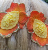 Bollywood Hair Flowers, Orange Gold