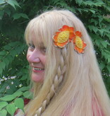 Bollywood Hair Flowers, Orange Gold