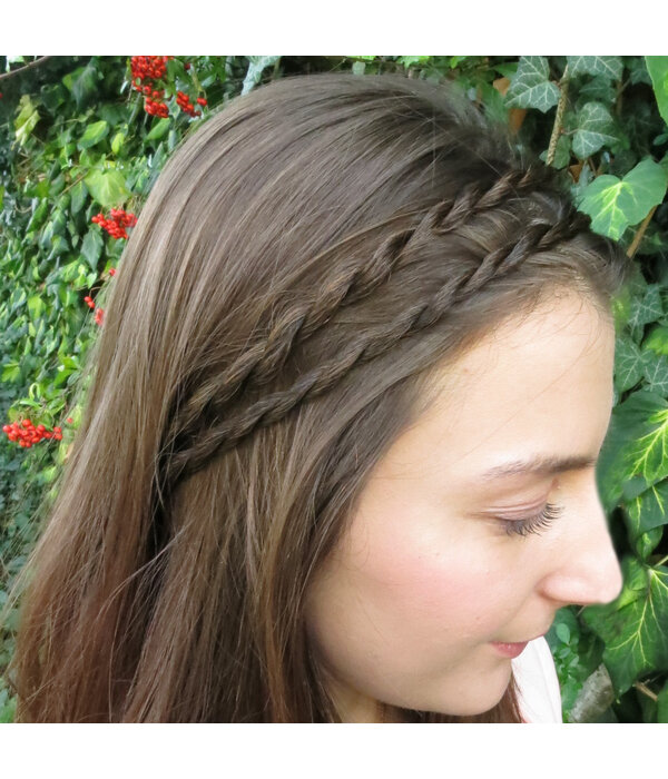 Double Braid Headband, twisted & extra thin, browns