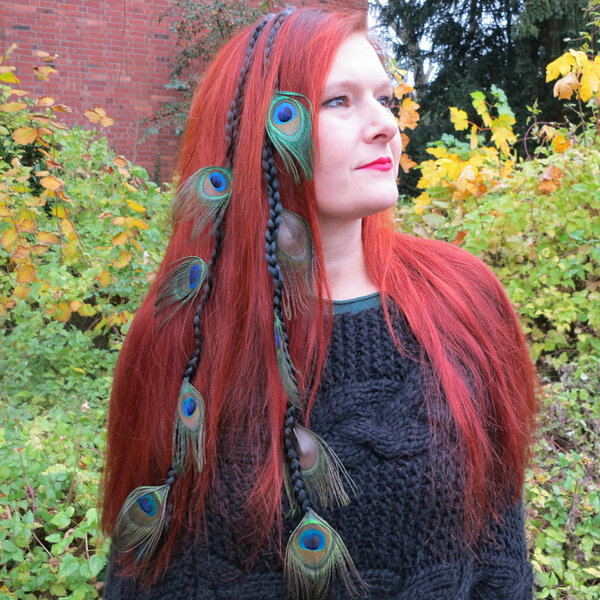Peacock Extensions, 9 Feathers  - color 1 black