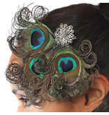 Curly Peacock Feather Goth Headpiece