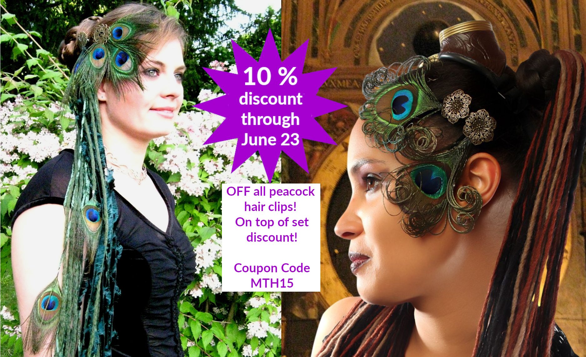 10 % OFF Peacock Feather Hair Jewelry