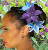 Hair Flower Set Lilies blue & purple