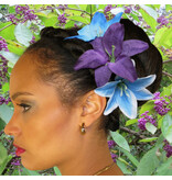 Hair Flower Set Lilies blue & purple