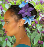 Hair Flower Set Lilies blue & purple