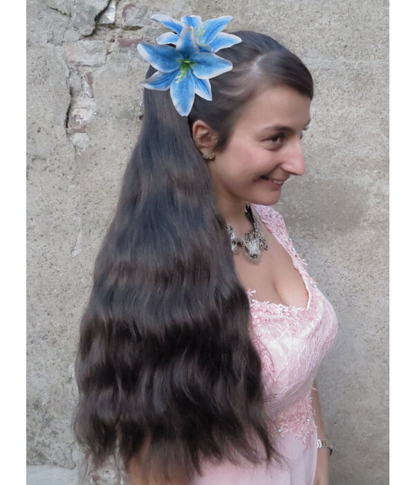 Hair Flower Set Lilies blue & purple