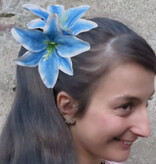 Hair Flower Set Lilies blue & purple