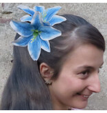 Hair Flower Set Lilies blue & purple