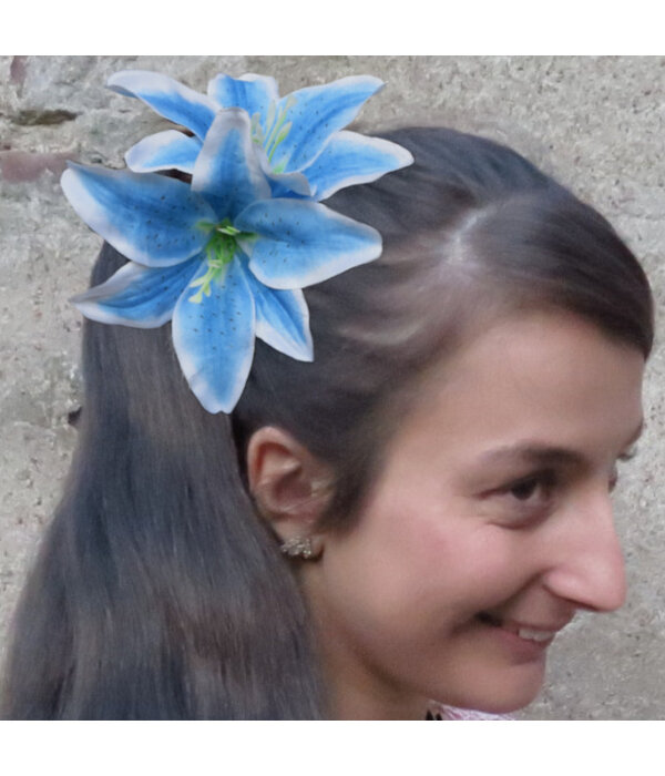 Hair Flower Set Lilies blue & purple