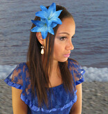 Hair Flower Set Lilies blue & purple