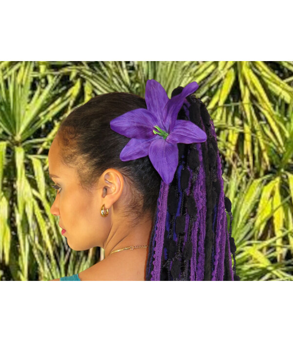 Hair Flower Set Lilies blue & purple