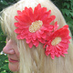 Coral Cameo Hair Flower 2 x