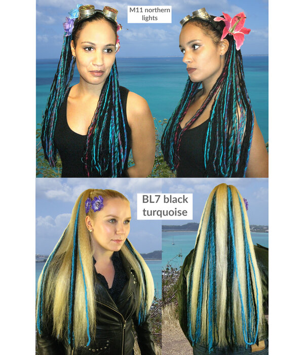 Gothic Clip-in Dreads BLACK-COLORFUL