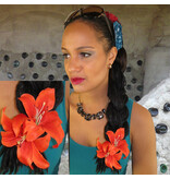 Orange Double Lily Hair Flower 2 x