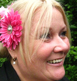 Pink Button Hair Flower 2 x