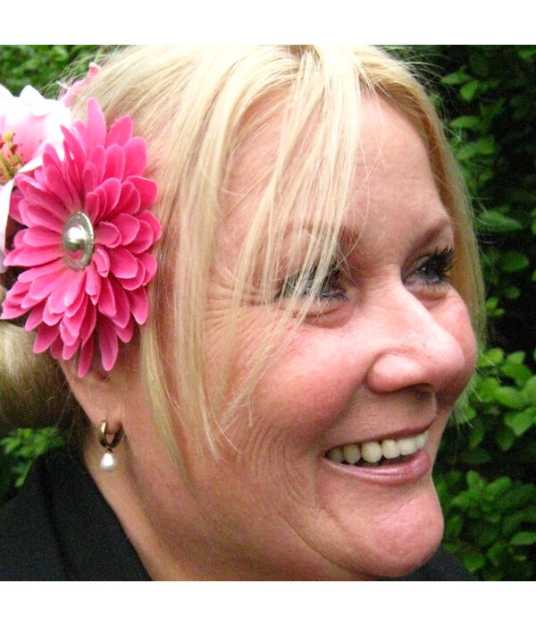 Pink Button Hair Flower 2 x