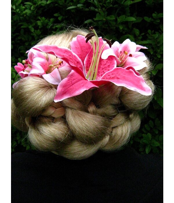 Dark Pink Lily Hair Flower 2 x