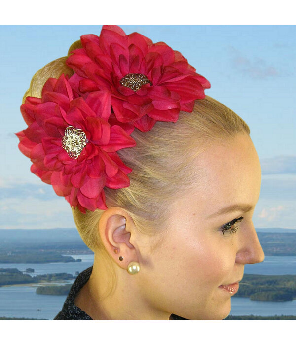 Pink Passion Hair Flower 2 x